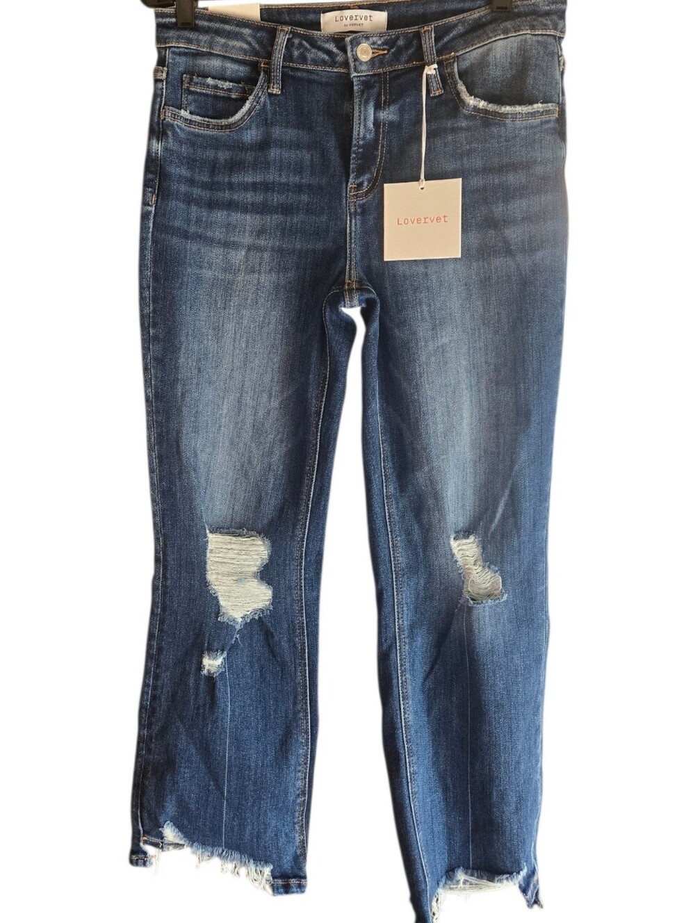 Lovervet, Women's Distressed Mid-Blue Jeans